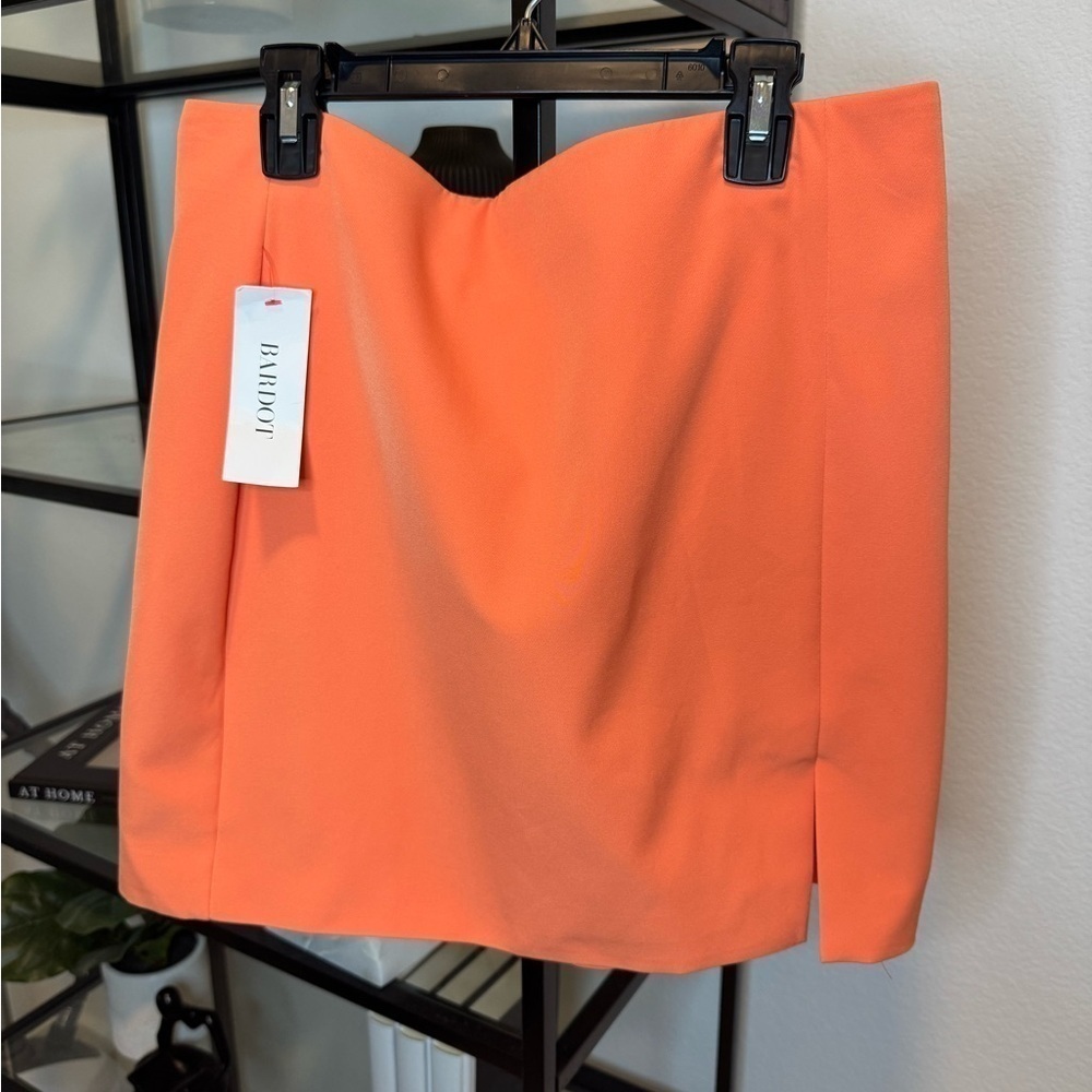 NWT Bardot Womens Athena Solid Side Slit Mini Skirt Orange Fizz Size XL - Picture 3 of 6
